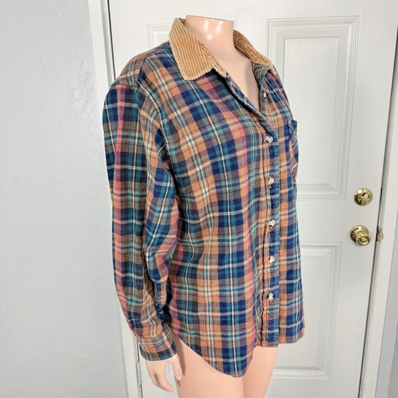 Vintage 90's Y2K Arizona Women's Shirt XL Flannel Corduroy Collar Plaid J3-12 - Picture 4 of 5